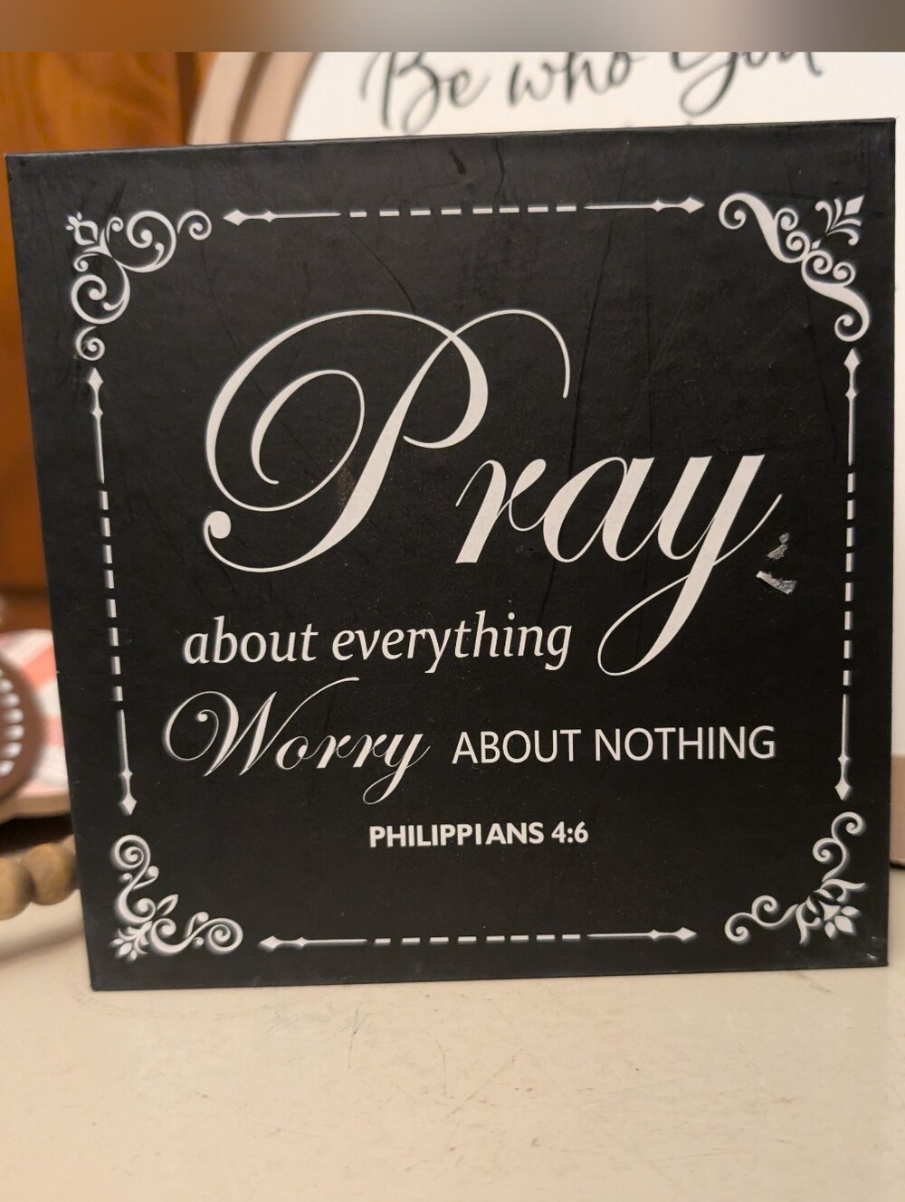 Pray About Everything Wall Plaque - Black